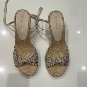 Tori Burch ankle wrap espadrille wedge sandle